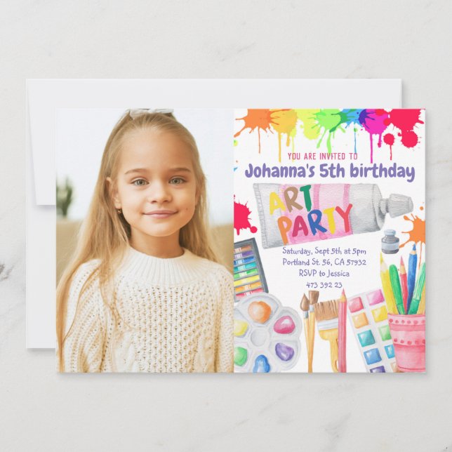 Art Party Birthday Invitation Artistic party (Front)