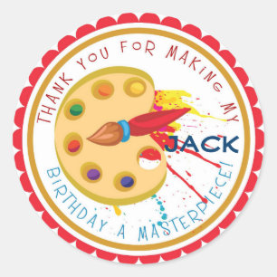 Art Party Birthday Stickers