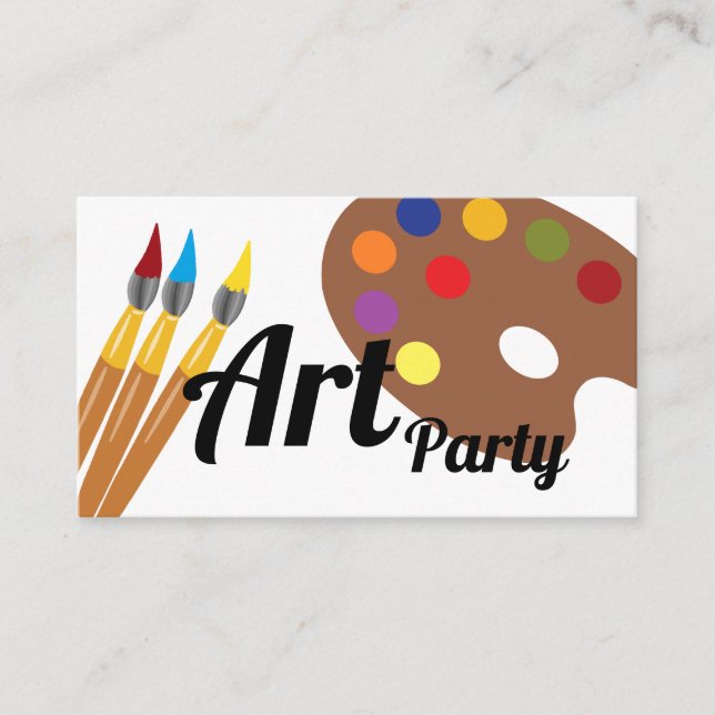 Art Party, Children's Birthday Party Ticket Enclosure Card (Front)