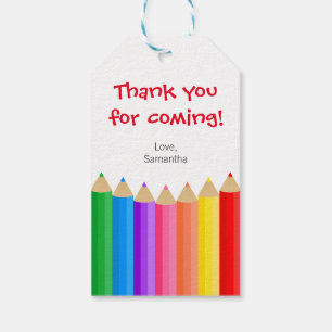 Art Party Coloured Pencils Thank You Gift Tags