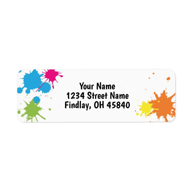 Art Party Colourful Paint Birthday Address (Front)