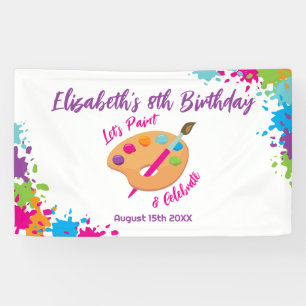 Art Party Craft Painting Girly Birthday Party Banner