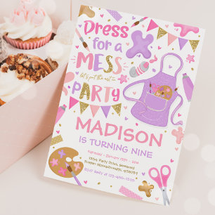 Art Party Craft Painting Girly Birthday Party Invitation