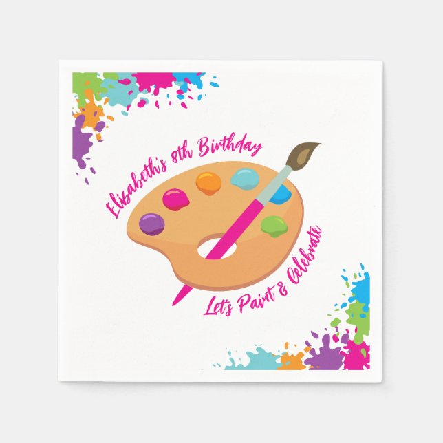 Art Party Craft Painting Girly Birthday Party Napkin (Front)