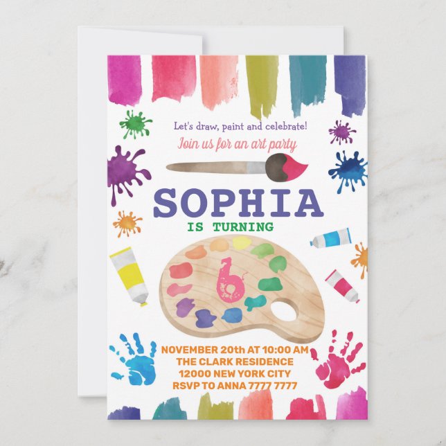 Art Party Dress For A Mess Painting Birthday Invitation (Front)