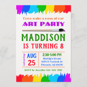 Art party invitation, Art birthday party invite