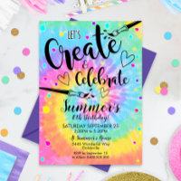 Art Party Invitation Tie Dye Paint Party Rainbow