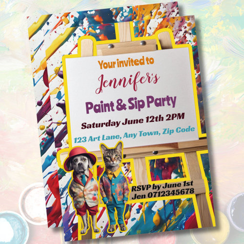 An invitation to a paint and sip party