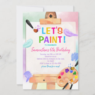 Art Party Painting Birthday Party Girl Invitation