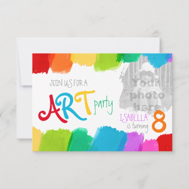 Art party painting birthday party invite (Front)