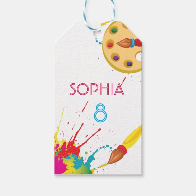 Art Party Painting Birthday Tags (Front)