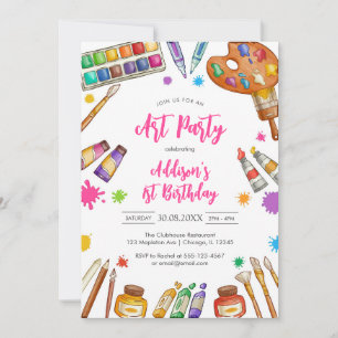 Art Party Painting Craft Birthday Party Invitation
