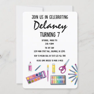 Art Party Painting Craft Party for girls  Invitati Invitation