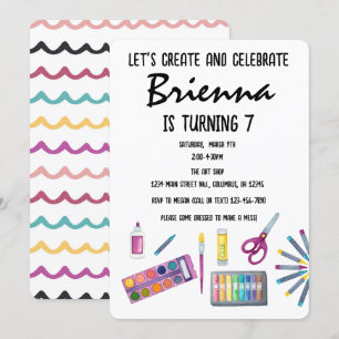Art Party Painting Craft Party for girls  Invitation