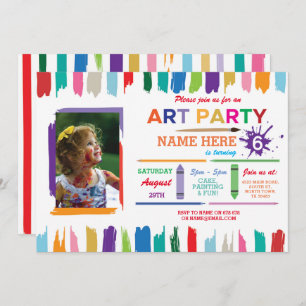 Art Party Painting Photo Paint Birthday Invite