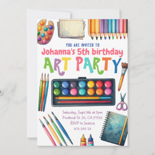 Art Party Paints 5th Birthday Invitation