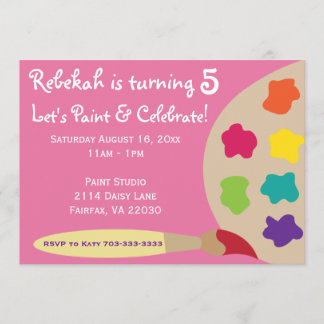 Art Party Palette Invites - Pink