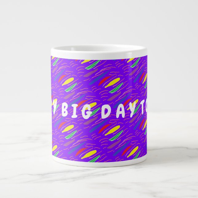 Art pattern on brite purple large coffee mug (Front)