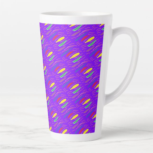 Art pattern on brite purple latte mug (Right)