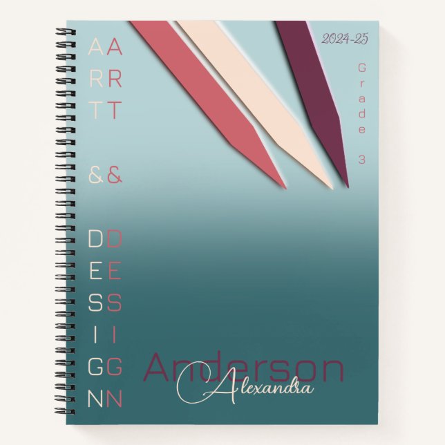 Art pencils in sweet colours notebook (Front)