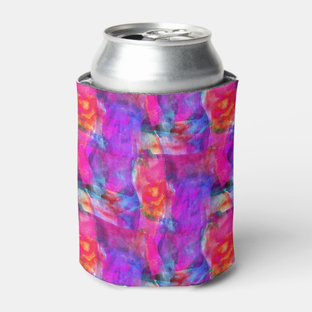Art pink, blue, red texture background can cooler (Can Front)