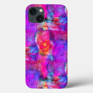 Art pink, blue, red texture background iPhone 13 case