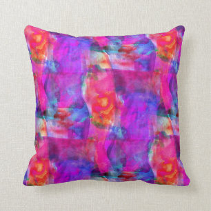 Art pink, blue, red texture background cushion