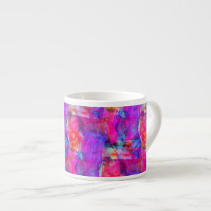 Art pink, blue, red texture background espresso cup