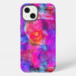 Art pink, blue, red texture background iPhone 13 case