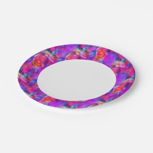 Art pink, blue, red texture background paper plate