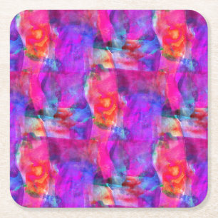 Art pink, blue, red texture background square paper coaster