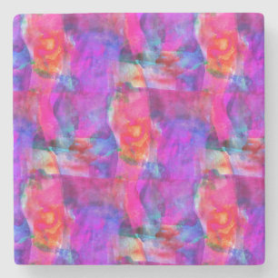 Art pink, blue, red texture background stone coaster