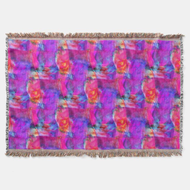Art pink, blue, red texture background throw blanket (Front)