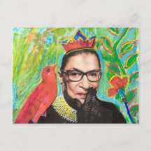 Art Post card  RGB Ruth Gader Ginsburg and Bird