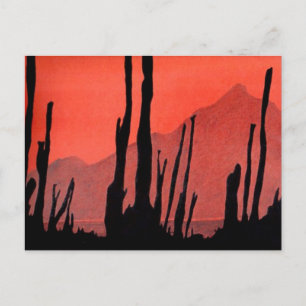 Art Postcard 11: Cactus / Desert Mountain / Ink