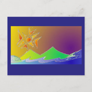 Art Postcard 5 - Island Sea Sun Sketch Art