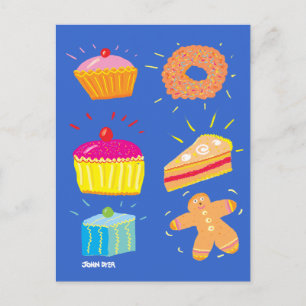 Art Postcard: Cakes, Fancies and Gingerbread Man Postcard