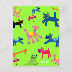 Art Postcard: Crazy Dogs Postcard