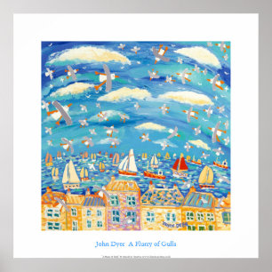Art Poster: A Flurry of Gulls, Falmouth Poster