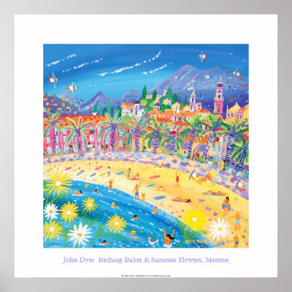 Art Poster: Bathing Babes & Summer Flowers, Menton Poster