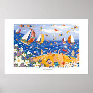 Art Poster: Beachy Treats. Swimmers and Sailing Poster