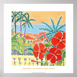 Art Poster: Hot Flowers at Sunset, Menton Poster