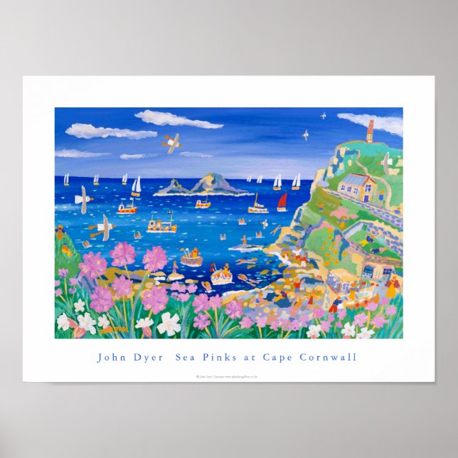Art Poster: John Dyer Sea Pinks at Cape Cornwall Poster (Front)