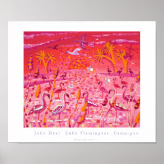Art Poster: Ruby Flamingoes, Camargue, France Poster