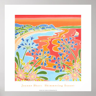 Art Poster: Shimmering Sunset, Tresco, Cornwall Poster