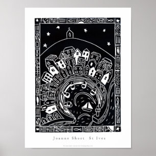 Art Poster: St Ives, Cornwall. Lino Cut Image Poster