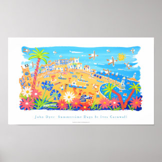 Art Poster: Summertime Days, St Ives, Cornwall Poster