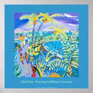 Art Poster: Swaying Caribbean Coconuts, Costa Rica Poster
