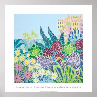 Art Poster: Tropical Plants tumblng into the Sea Poster