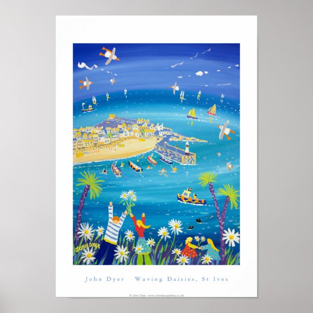 Art Poster: Waving Daisies, St Ives, Cornwall Poster (Front)